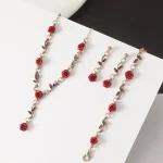 Red Rose Necklace Bracelet Earrings Set