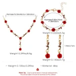 Red Rose Necklace Bracelet Earrings Set-3
