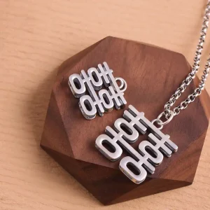 S999 Silver Chinese Character Double Xi Pendant Necklace