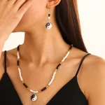 Taiji Pattern Necklace Earrings-1