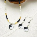 Chinese Taiji Pattern Necklace Earrings