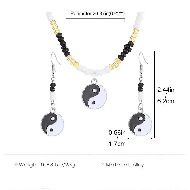 Taiji Pattern Necklace Earrings-2