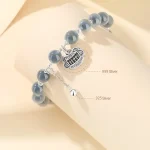 999 Sterling Silver Abacus Pingan Lock Sugar Heart Agate Bracelet-2
