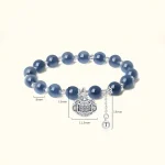 999 Sterling Silver Abacus Pingan Lock Sugar Heart Agate Bracelet-3