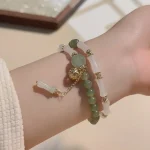 Hotan Jade Bamboo Beaded Long Bracelet-1