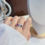 S925 Silver Colored Zircon Four Leaf Clover Ring-1