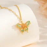 S925 Silver Colorful Butterfly Pendant Necklace
