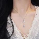 S925 Silver Double Gourd Necklace with Zircon-1