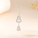 S925 Silver Double Gourd Necklace with Zircon