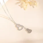 S925 Silver Double Gourd Necklace with Zircon-2
