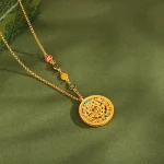 S925 Silver Eight Treasures Compass Zhaocai Nafu Pendant Necklace-2