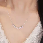 S925 Silver Folding Heart-shaped Peach Blossom Necklace in Two Styles-1