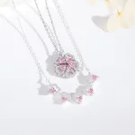 S925 Silver Folding Heart-shaped Peach Blossom Necklace in Two Styles