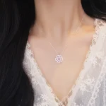 S925 Silver Folding Heart-shaped Peach Blossom Necklace in Two Styles-2