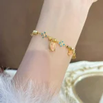 S925 Silver Golden Color Tulip Bracelet-1