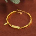 S925 Silver Jade Bamboo Adjustable Bracelet-2