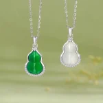 S925 Silver Jade Chalcedony Gourd Necklace