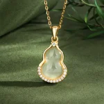 S925 Silver Jade Chalcedony Gourd Necklace-2