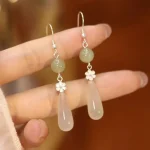 S925 Silver Jade Chalcedony Water Drop Earrings