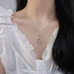 S925 Silver Jade Chalcedony Water Drop Necklace-1