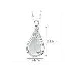 S925 Silver Jade Chalcedony Water Drop Necklace-2