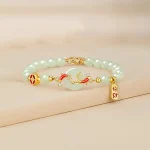 S925 Silver Koi Jade Pingan Buckle Bracelet
