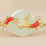 S925 Silver Koi Jade Pingan Buckle Bracelet-2