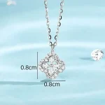 S925 Silver Lucky Four Leaf Clover Necklace with Zircon-3