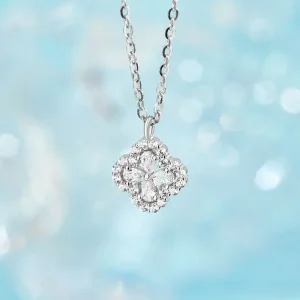 S925 Silver Lucky Four Leaf Clover Necklace with Zircon