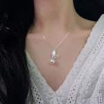 S925 Silver Natural Shell Butterfly Necklace-1