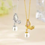 S925 Silver Natural Shell Butterfly Necklace