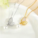 S925 Silver Natural Shell Butterfly Necklace-3