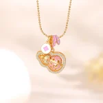 S925 Silver Rotatable Colorful Gourd Inlaid Zircon Necklace-1