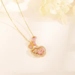 S925 Silver Rotatable Colorful Gourd Inlaid Zircon Necklace-2