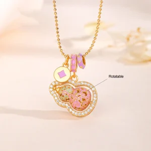 S925 Silver Rotatable Colorful Gourd Inlaid Zircon Necklace