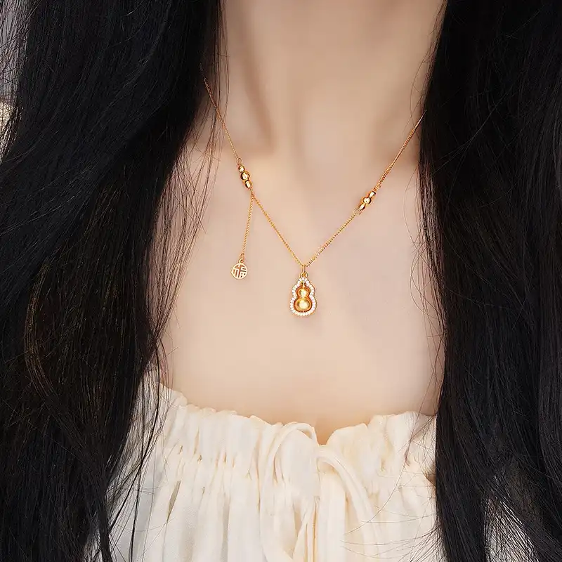 S925 Silver Rotatable Gourd Pendant Necklace-1