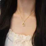 S925 Silver Rotatable Hollow Gourd Inlaid Zircon Necklace-1