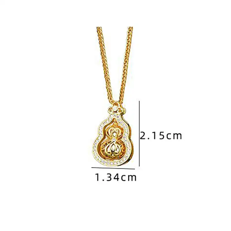 S925 Silver Rotatable Hollow Gourd Inlaid Zircon Necklace-2
