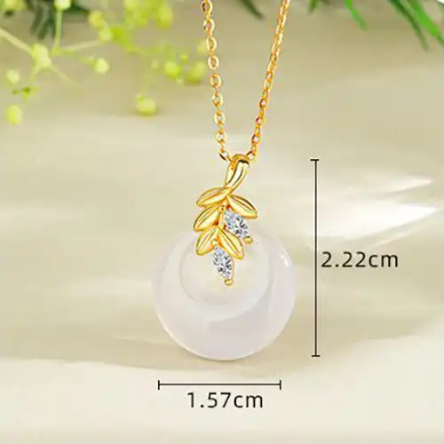 S925 Silver Wheat Ear Pingan Buckle Necklace-2