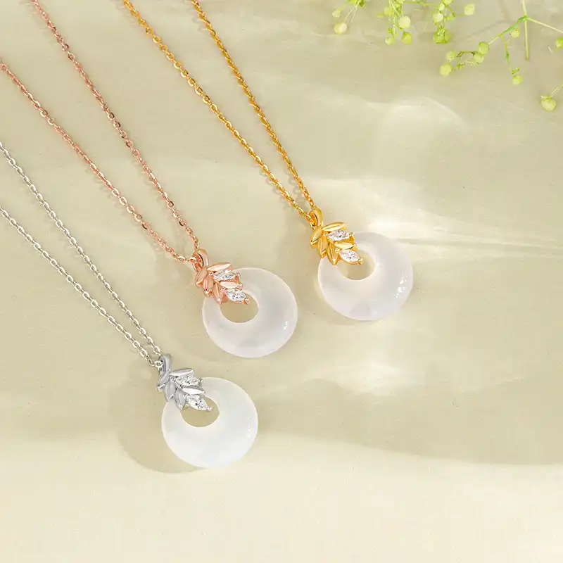 S925 Silver Wheat Ear Pingan Buckle Necklace
