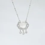 S925 Silver White Jade Chalcedony Pingan Lock Necklace-2