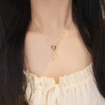 S925 Silver and White Jade Gourd Necklace with Character 'Fu'-1