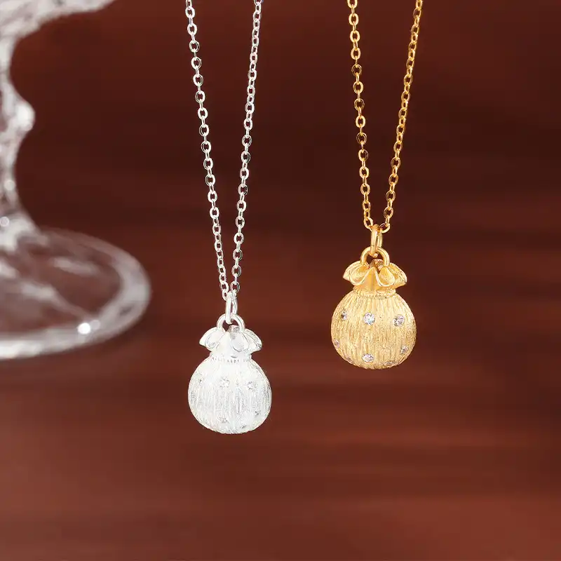 S925 Silver Lucky Bag Inlaid Zircon Necklace