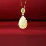 S925 Silver Orchid Jade Water Droplet Necklace