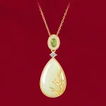 S925 Silver Orchid Jade Water Droplet Necklace-2
