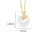 S925 Silver Peach Blossom Jade Chalcedony Pingan Buckle Necklace-2