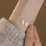 S925 Silver Simplified Chinese Character 'Xile' Bracelet-1