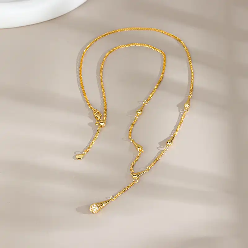 S925 Silver Water Drop Inlaid Zircon Necklace-3