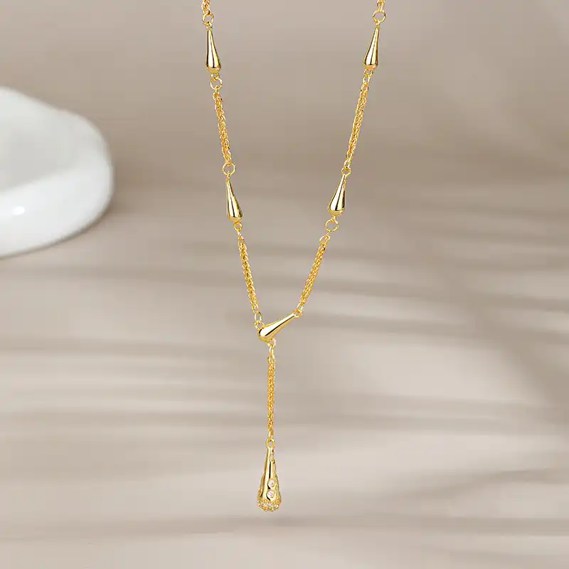 S925 Silver Water Drop Inlaid Zircon Necklace